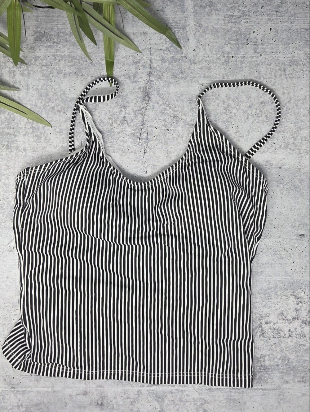 New Coral Reef Back White Striped Tie Back Tankini Swim Top Size Small 4-6